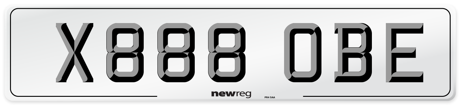 X888 OBE Number Plate from New Reg
